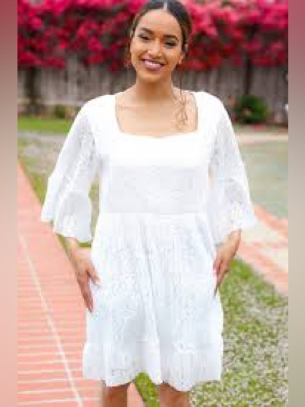 Sugar Fox Elegant White Lace Dress-EUC